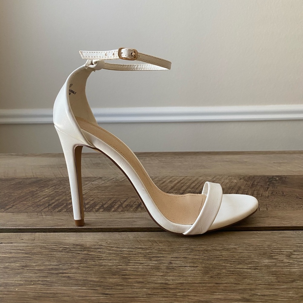 White Ankle Strap Heels